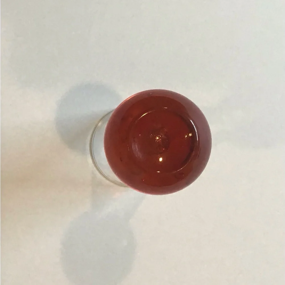 Vintage Ruby Red Ball Cordial Liquer Shot Glass 4 1/2”